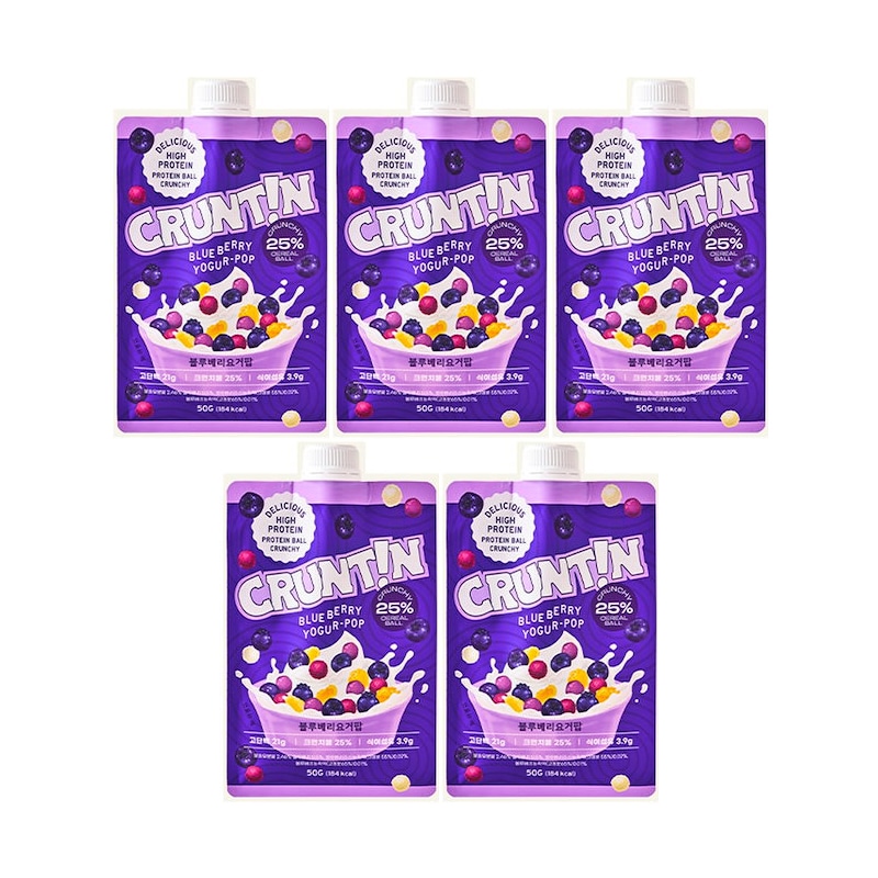 クランチボール プロテインシェイク [ブルーベリーヨーグルトポップ] 50g x 5パック 飲み物 デザート 甘い 美味しい 手軽 軽食 スナック