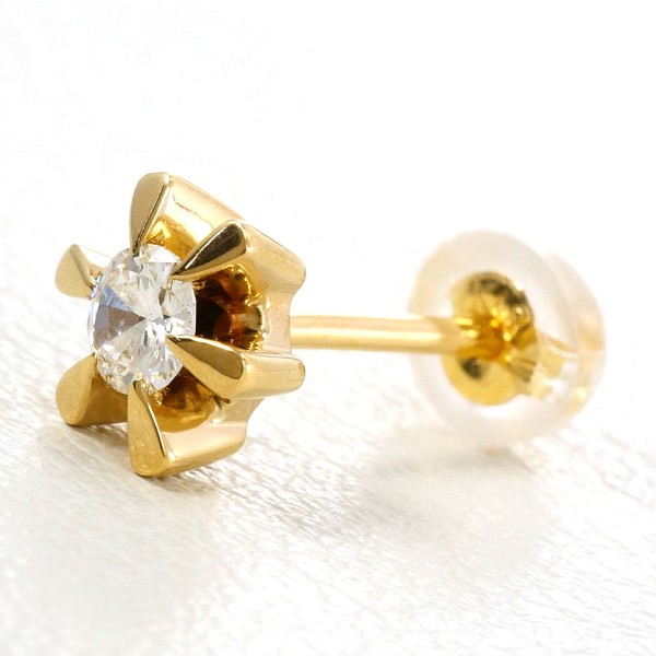 K18 18金 YG イエローゴールド ピアス(片耳) ダイヤ 0.13 ジュエリー 中古