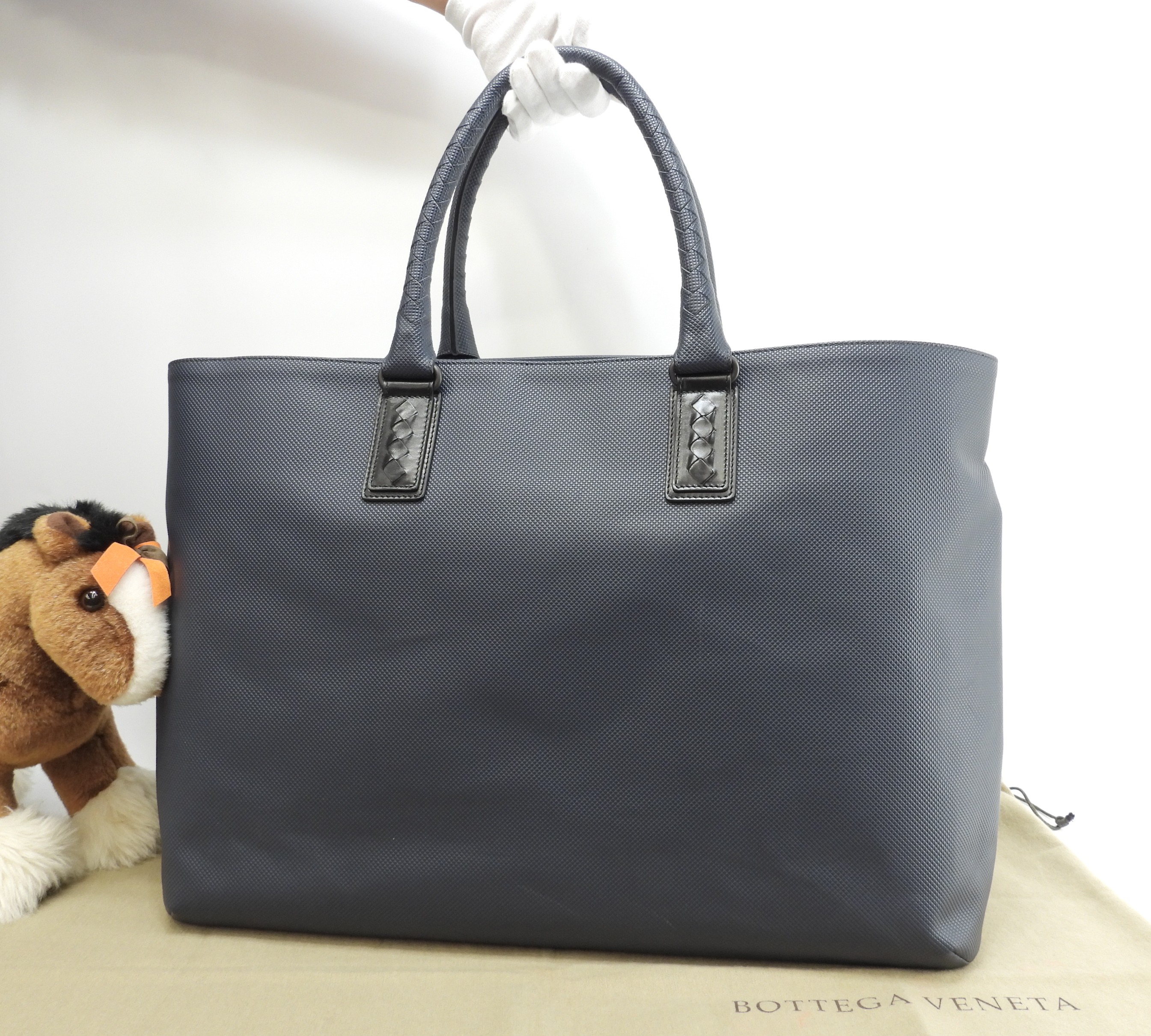 トートバッグ大 マルコポーロ 紺 ビジネスバッグ ハンドバッグ 未使用品@B07543464G