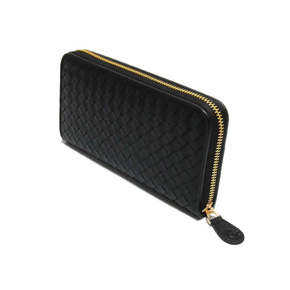 オルテンシア ラウンドファスナー 長財布 本革 メッシュ イントレチャート(メンズ 男性)ブラック黒色／高級イタリアンレザーを使用した編み込みロングウォレット