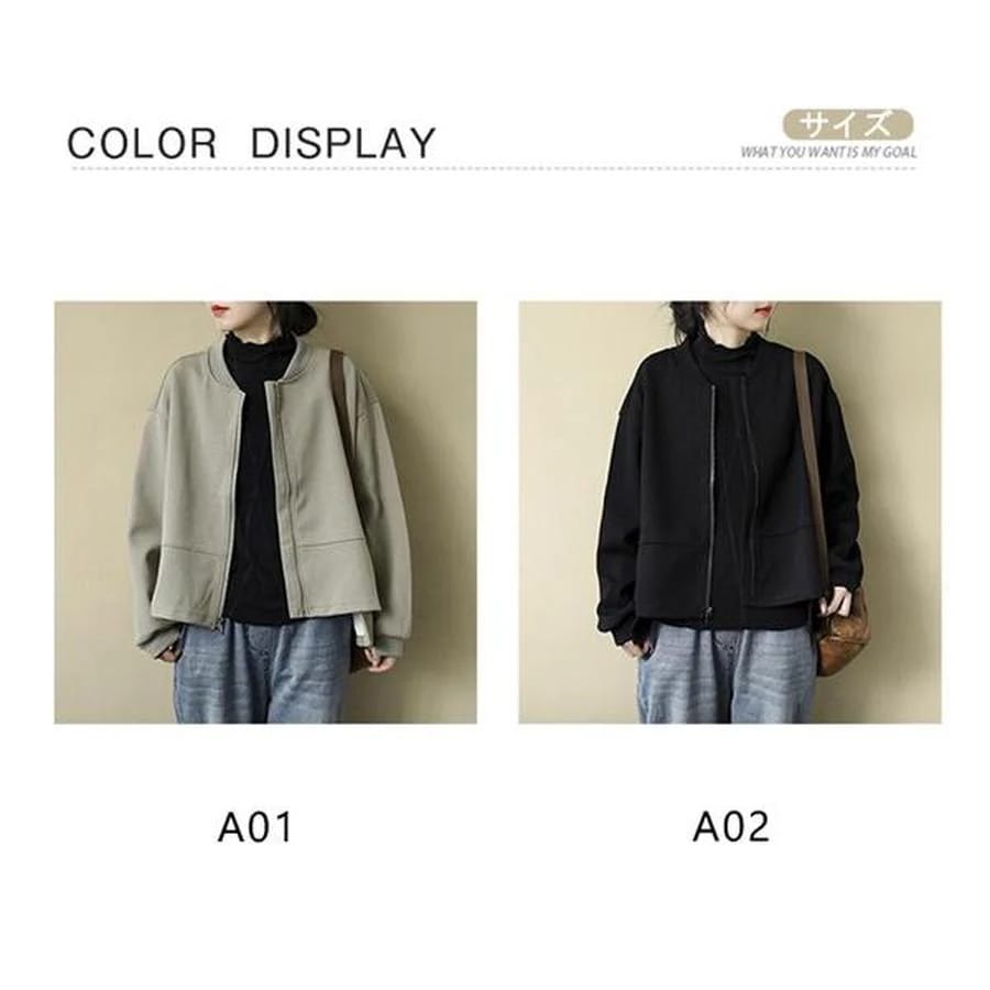 ブルゾン 長袖 ライトアウター レディース ジャケット 無地 スウェット アウター ショート丈 春 秋 大きいサイズ 20代 30代 40代 50代