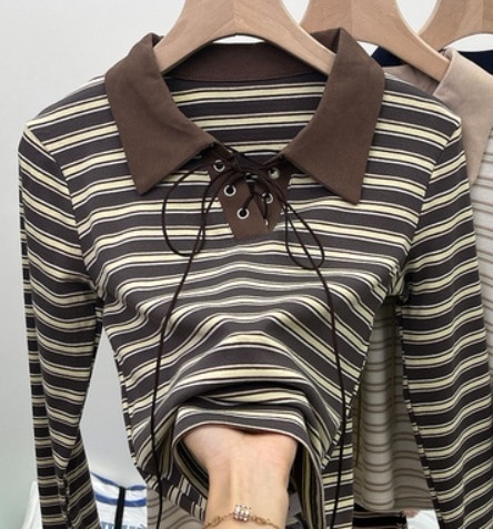 トップス デート ポロシャツ 長袖 コットン 可愛い きれいめ 上品 おしゃれ かっこいい 可愛い ラブリー キュート ガーリー クール モード系 セクシー エレガント 存在感 フォーマル