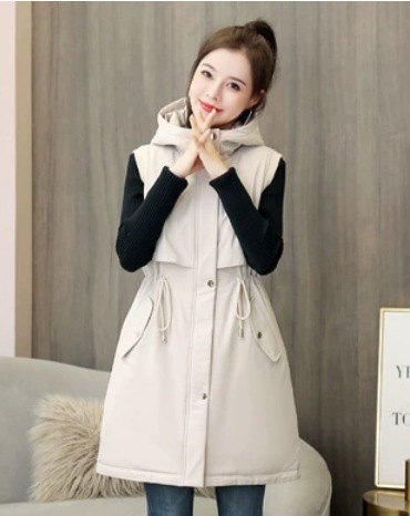 ノースリーブロングベスト トップス アウター ベスト ノースリーブ ロング丈 ポケット付き フード付き ボア生地 防寒 暖かい モテ ウォーキング 可愛い シンプル カジュアル 上品 おしゃれ