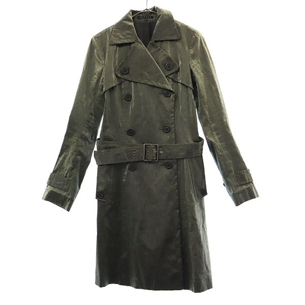 セオリー リネン100％ ダブルブレスト トレンチコート 4 グレー theory レディース