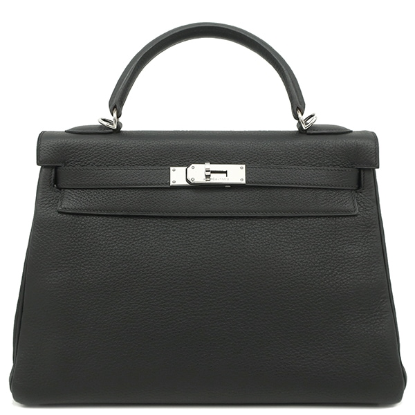 エルメス HERMES ハンドバッグ ケリー32 内縫い トリヨンクレマンス ブラック シルバー金具 黒 リカラー有 F刻印 【箱】【中古】