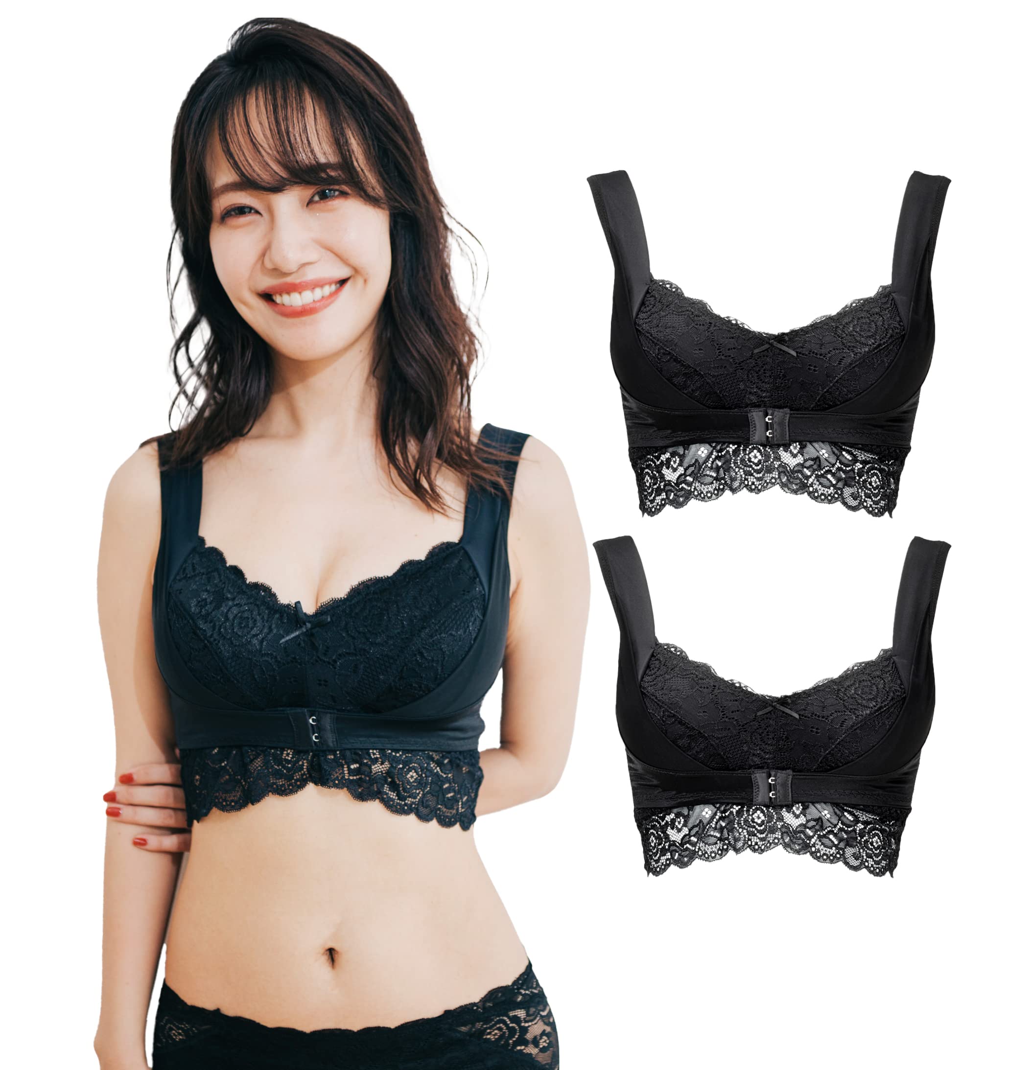 [アンジェリール] ふんわりルームブラ ブラック（SS） 2枚セット