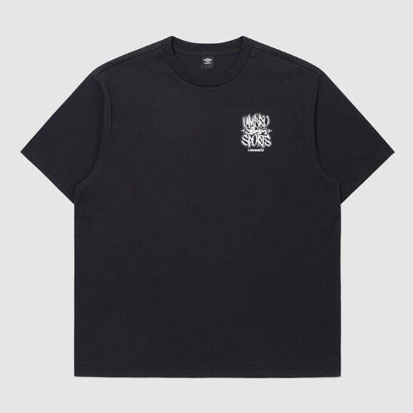 コンクリートブルームレタリンググラフィティ半袖Tシャツ UR211CRS57 BLACK
