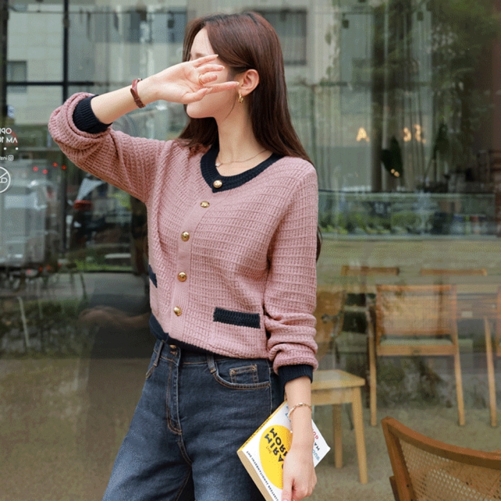 クリック＆ファニーシャーンカラーウールカーディガン