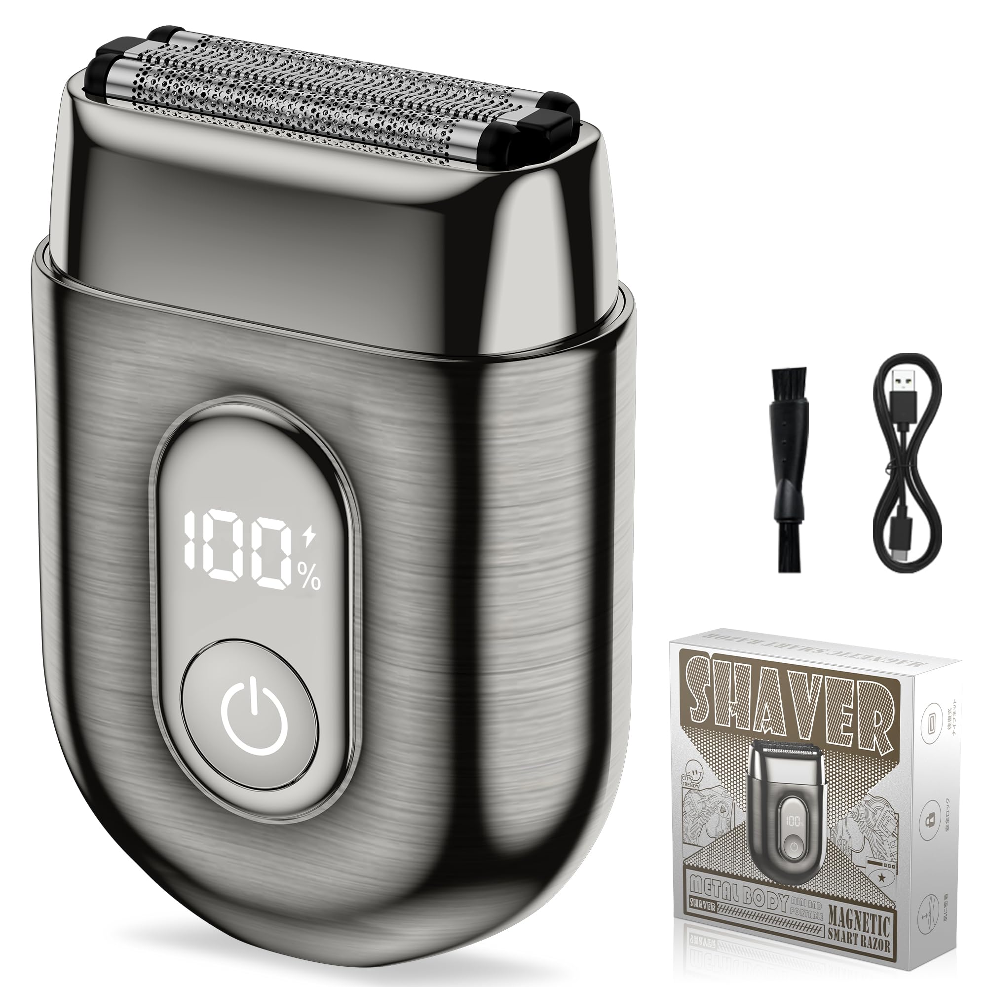 EchoByte 往復式電動シェーバー メンズ ひげそり フローティング3枚刃 乾湿両用 IPX7防水仕様 髭剃り 低振動＆静音設計 電気シェーバー コンパクト設計 LED残量表示 Type-C急速充