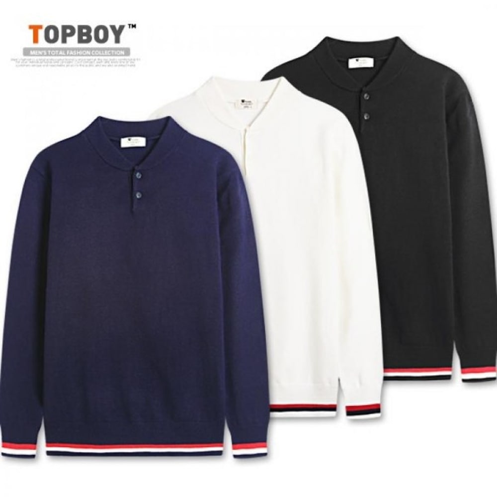 (TOPBOY) トリコロールヘンリーネックボタンニット (MD216) 4,965円