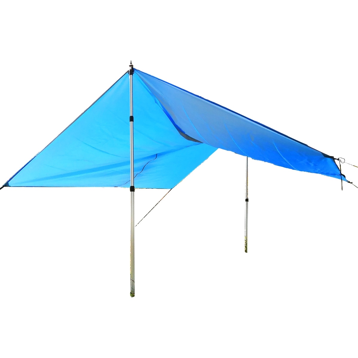 タープテント テントポール付き 収納袋つき 1~2人用 スクエアタープ テント タープ ポール キャンプ アウトドア レジャー 日除け 避暑 簡易 簡単 軽量 持ち運び ブルー