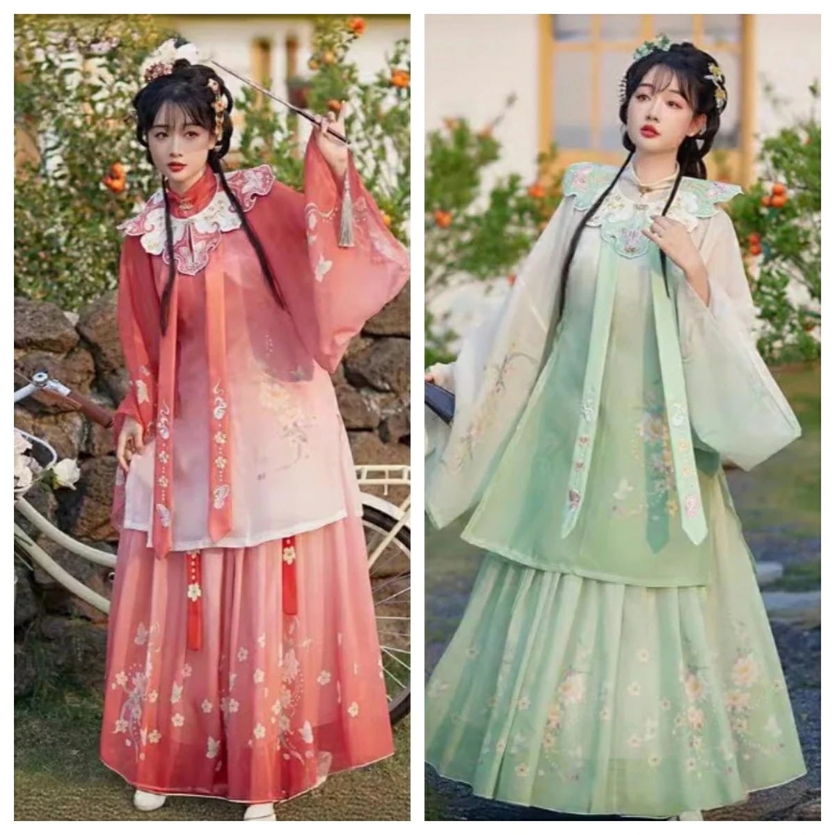 中華服 漢服 華流衣装 中華古代服 チャイナ服 中華 チャイナ 花柄 プリント 唐装 古典美人服 舞台衣装 ステージ衣装 グラデーション チャイナドレス イベント 仮装 コスチューム 写真撮影 華や