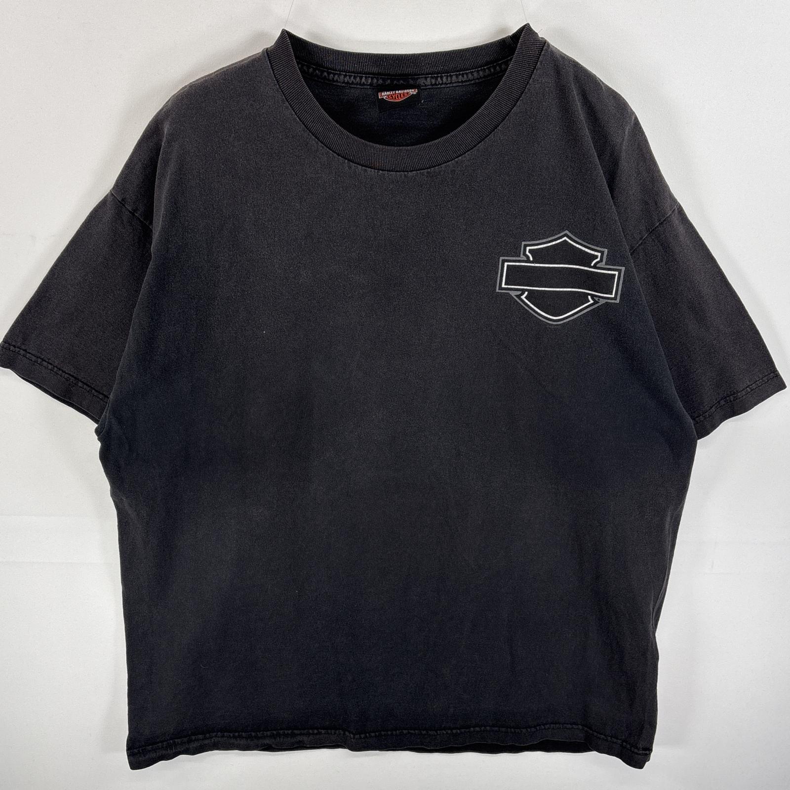 古着 半袖Tシャツ 両面ラバープリント コピーライト@2017 スカル XL ブラック メンズ