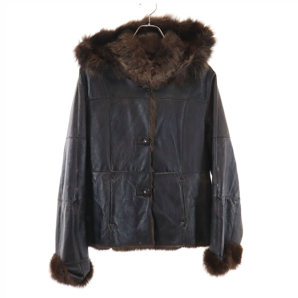 ラビット レザージャケット 11 ブラウン レディース