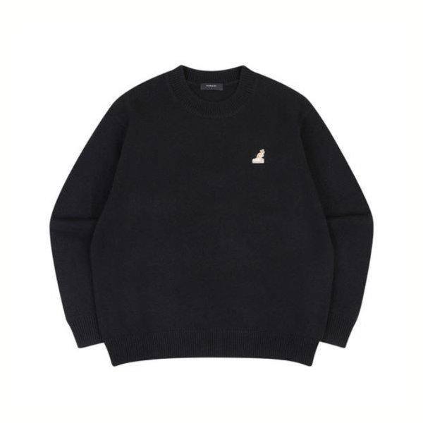 M 長袖Tシャツ CQK KQFC-KN18850BK ロゴパッチセーター 1885 ブラック