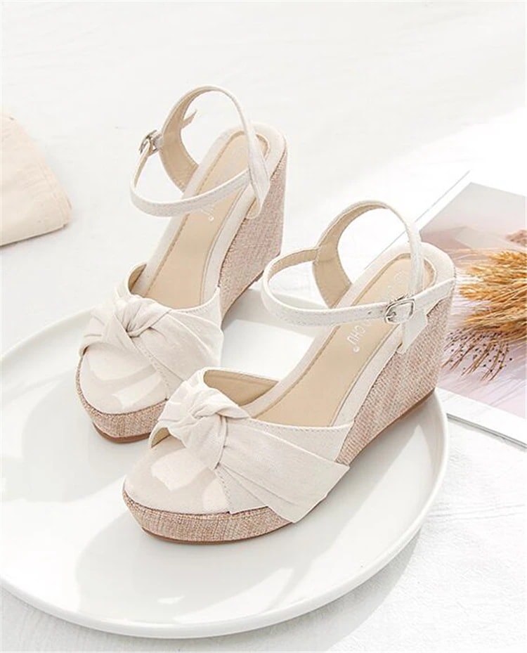 新色が安い 通勤する ハイヒール 一字型ボタン エレガント ウェッジソール サンダル ファッション