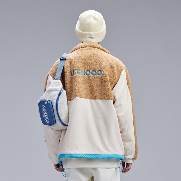 ライトアプリコットシェルパ 秋冬ルーズジャケット