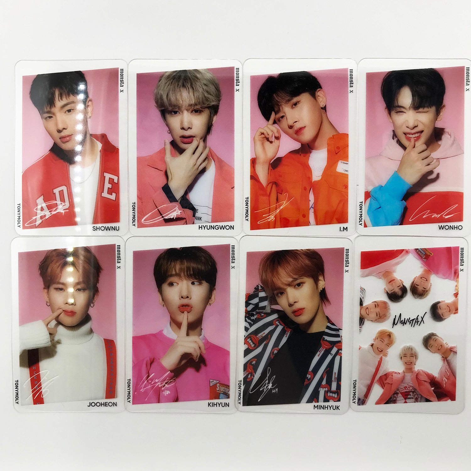KPOP Idol MONSTA X x Tony Moly Promotional Official Transparent Photocard Full Set (8pcs)