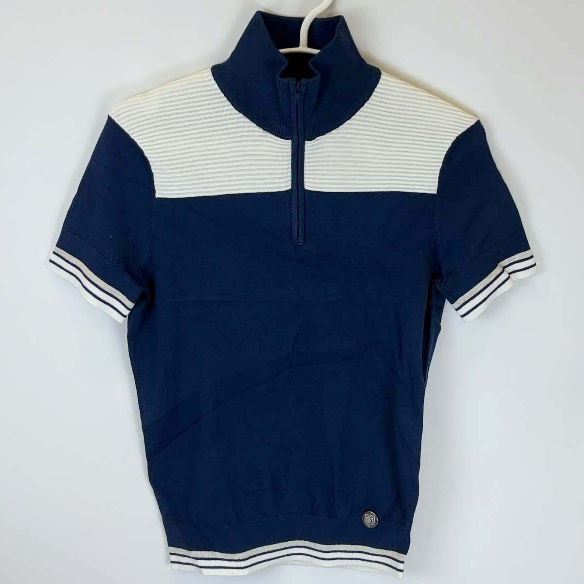 【中古・未使用品】NOEL ASMAR ノエルアスマール アイリーン セーター ハーフジップ S/S 半袖 ニット ストレッチ ライディング シャツ XS インディゴ AE2004 レディース 乗馬