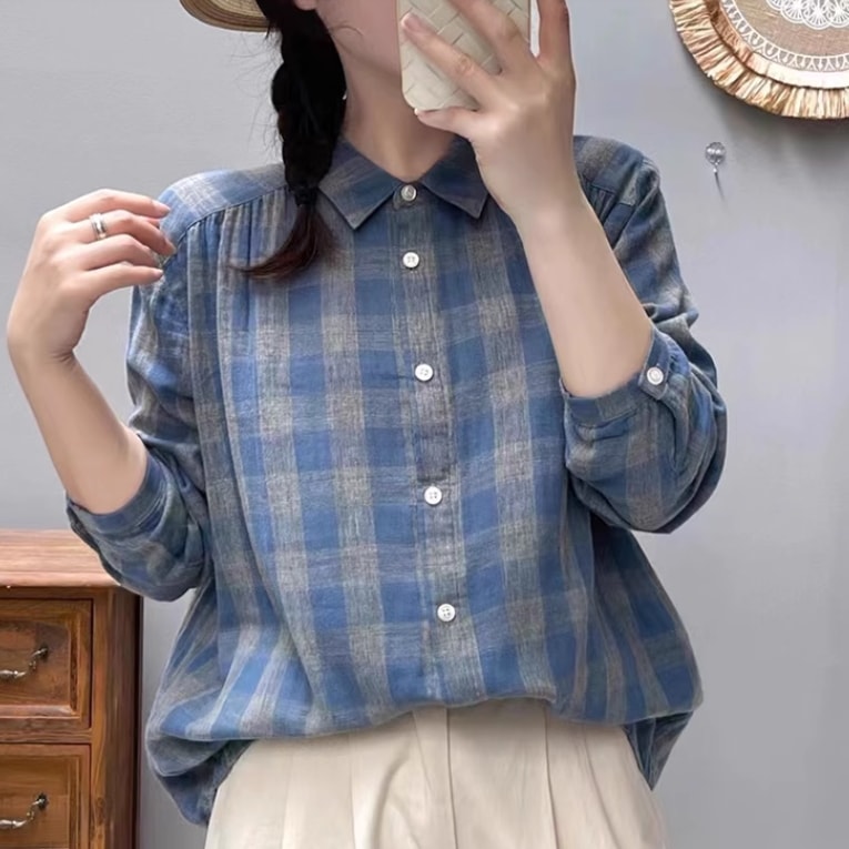 レディース トップス シャツ ブラウス 前開き 長袖 襟付き 角襟 ボタン 薄手 かわいい 大人可愛い きれいめ シンプル カジュアル 上品 おしゃれ レトロ こなれ感 ラフ ガーリー 個性的 主役級 5,638円