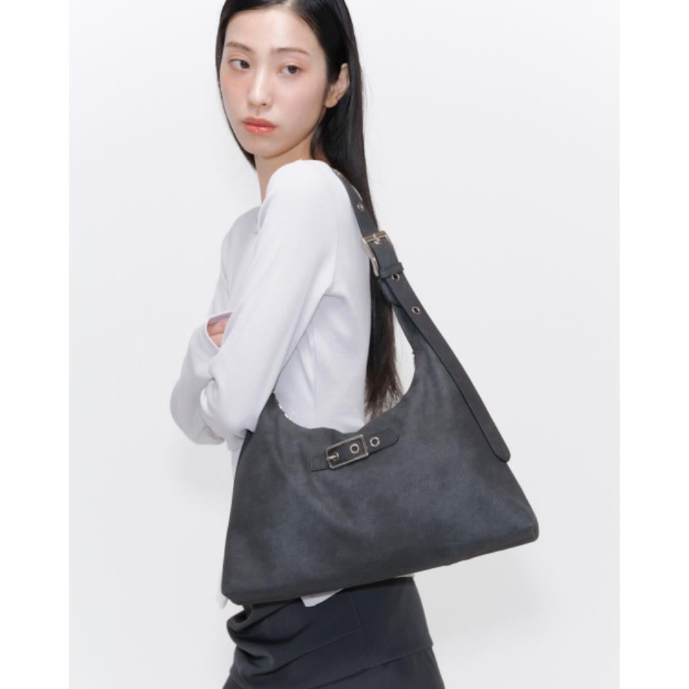 MISEKI SEOUL Belted flat shoulder bag CHARCOAL MSK251BG0