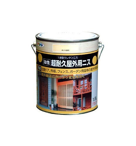 （まとめ買い）油性超耐久屋外用ニス 1.8L 半ツヤ透明 [x3缶セット]