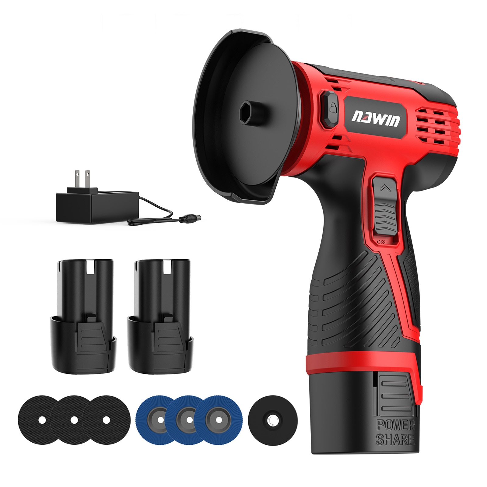 ミニディスクグラインダー充電式 16.8V 小型ディスクグラインダー 砥石外径75mm 無負荷回転数18000rpm ミニグラインダー グラインダー小型 軽量 2.0Ahバッテリー2個 研磨研削