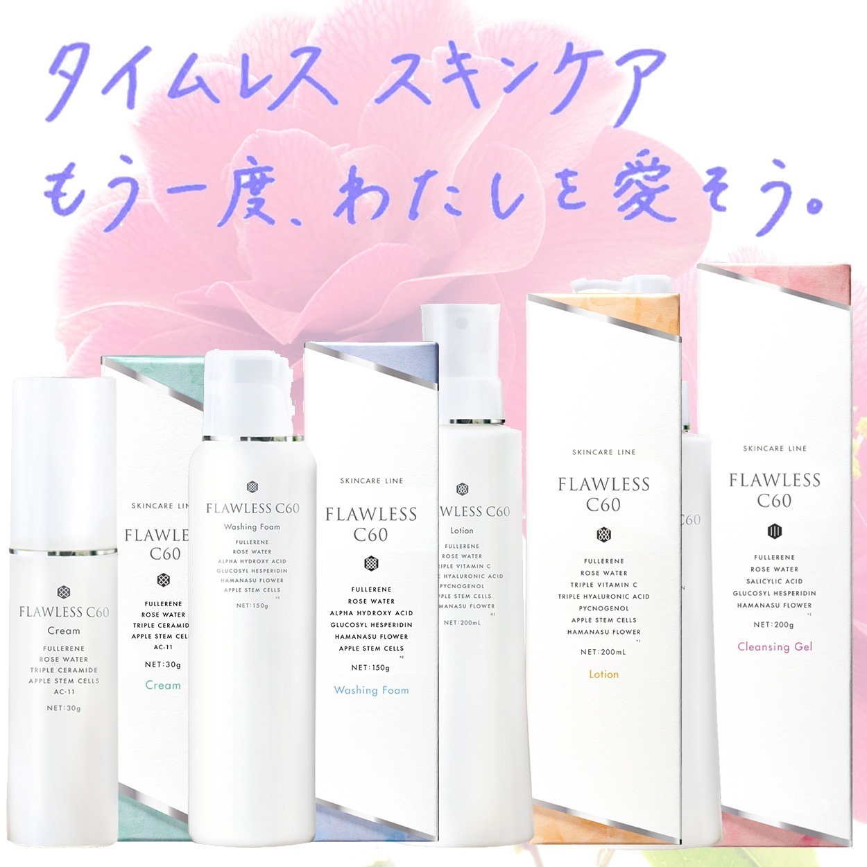 【フローレスC60】抗酸化抗糖化時短スキンケア【フラーレン配合】4種セット