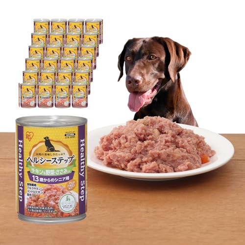 アイリスオーヤマ ヘルシーステップ ドッグフード 総合栄養食 13歳以上用 チキン&野菜・ささみ 合成着色料・合成保存料不使用 375g×24個セット