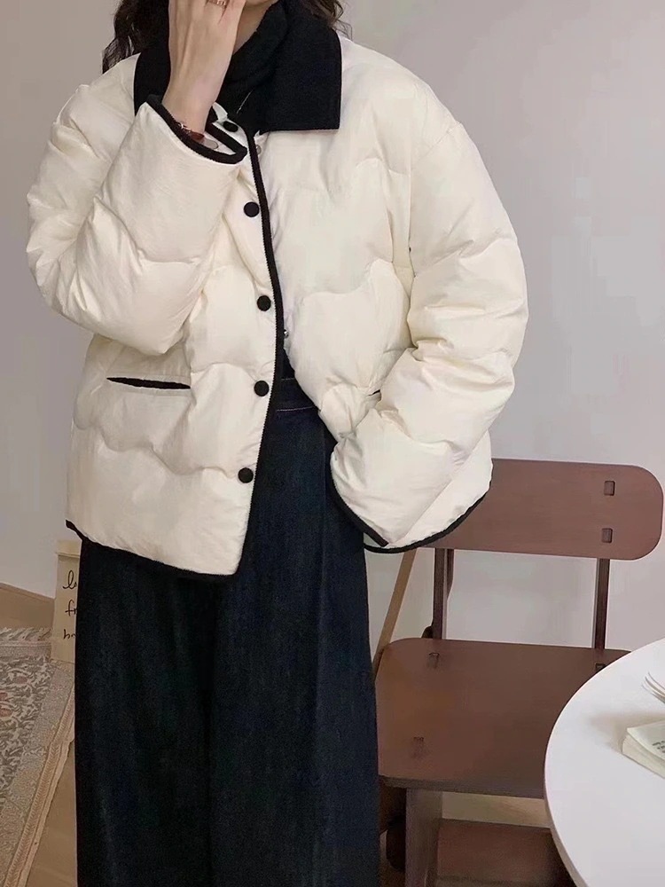 90ホワイトダックダウンダウンジャケット女性秋冬2024小さな人スタンドカラーショートセクション軽くて薄い汎用性の高いパン服綿ジャケットジャケット