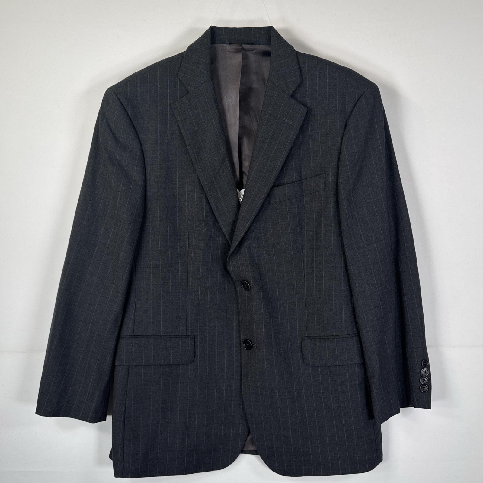 古着 テーラードジャケット ブレザー スーツ 40 グレー ストライプ メンズ