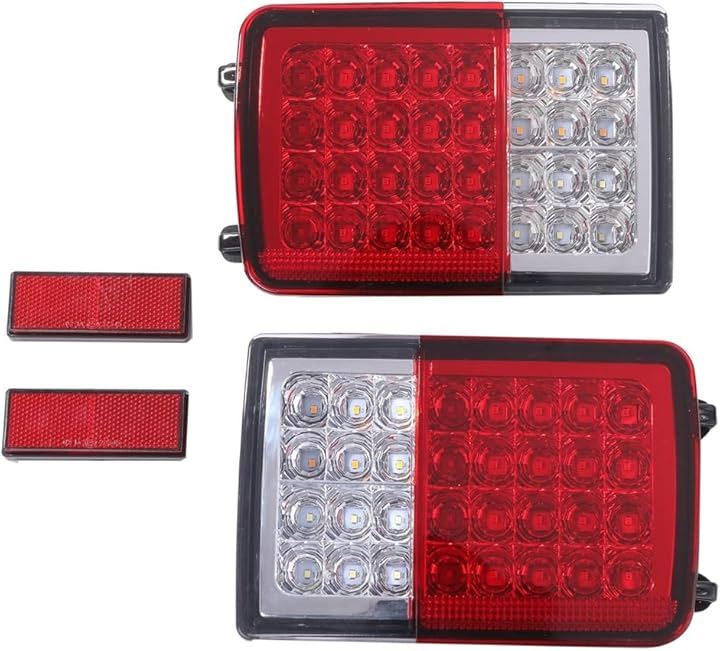 スズキ 用 32連 LED テールランプ ライト 左右セット 流れる ウインカー シーケンシャル 純正 交換 カプラーON エブリイ DA64V DA17V マツダ(レッドxクリアー)