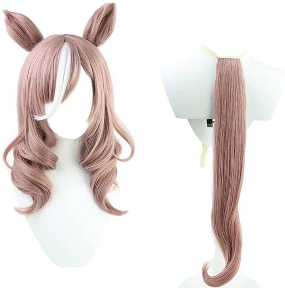 コスプレウィッグ マチカネタンホイザ ウマ娘 プリティーダービー 耳　しっぽ付き かつら 耐熱 長髪 耐熱 文化祭 小物 変身 仮装 ステージ服 舞台