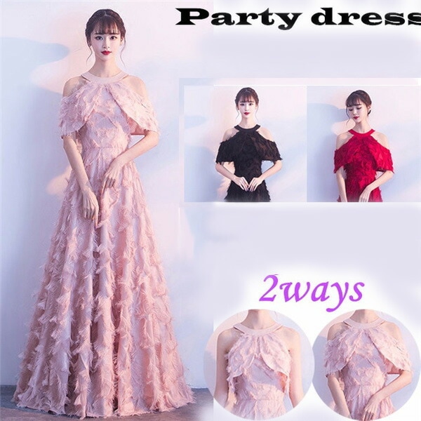 ロングドレス 演奏会 黒 ドレス パーティードレス 大きいサイズ ピアノ 発表会 袖あり 袖付き 肩出し 半袖 ノースリーブ 袖なし ウェディングドレス ロング丈 小さいサイズ 二次会 花嫁 結婚式