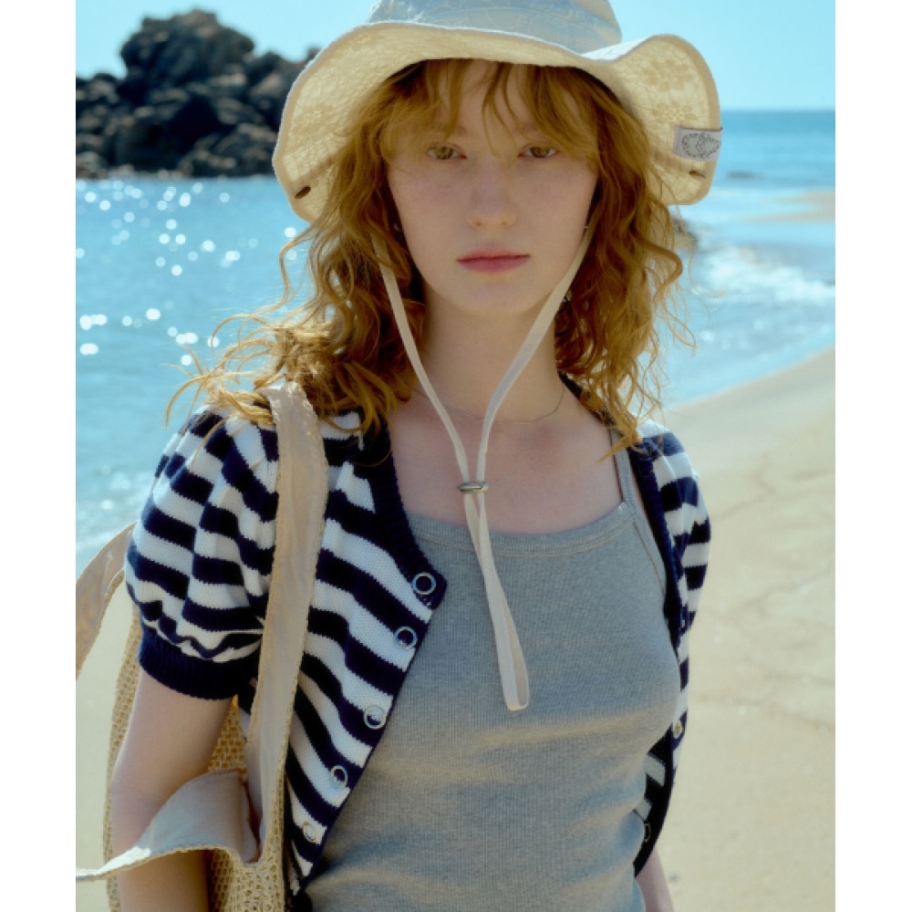 レターフロムムーンコニーストライプハーフカーディガン (ネイビー)