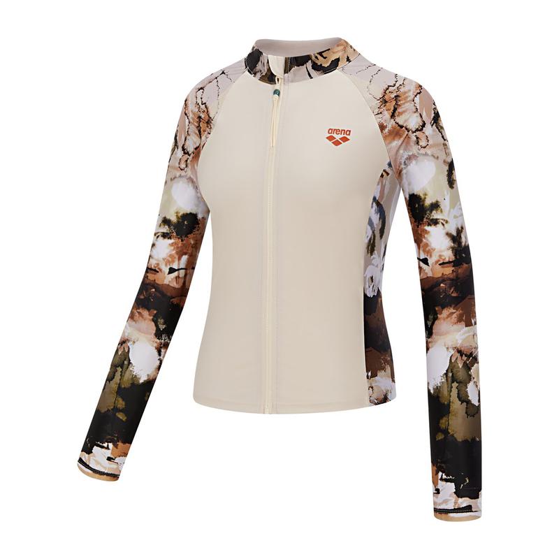 ボヘミアン スリムフィット 女性 ジップアップ ラッシュガード A6BL1PQ04_BRW