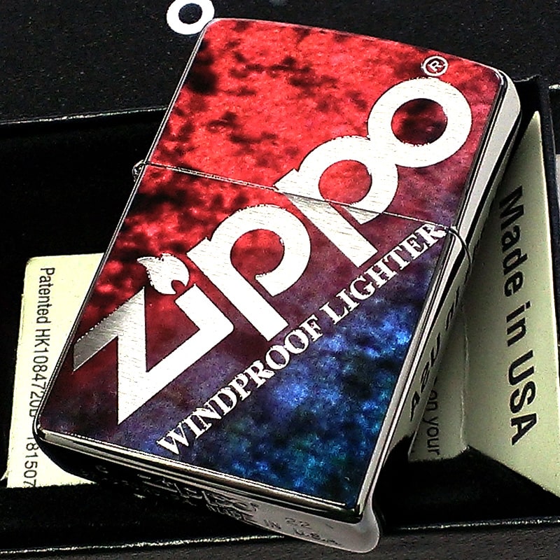 ZIPPO グラデーション ジッポ ライター かっこいい Zippo Logo レッドブルー おしゃれ マーブル模様 ロゴ 赤 青 メンズ ギフト プレゼント