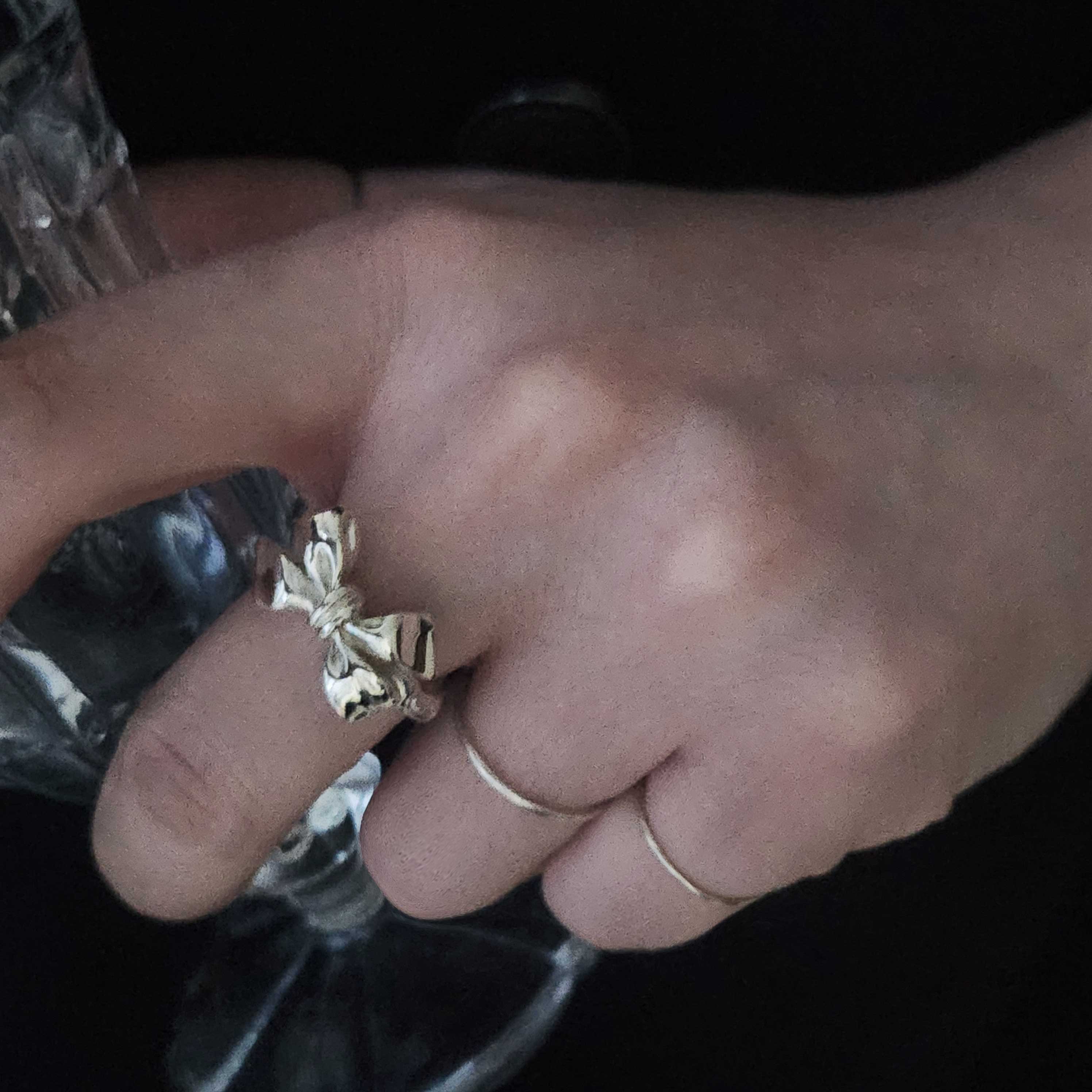 silver925 ボリュームリボン ハンドメイド 銀リング 韓国 ブランド 自主制作 ファッションリング