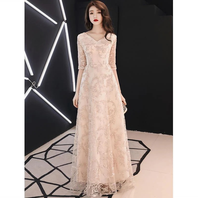 バンケットドレス2025ロング気質ホストドレス