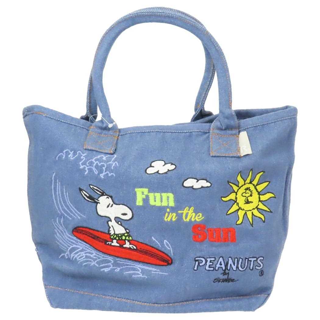 スヌーピー ミニバッグ IP.デリ.シシュウ.Peanuts-0B デニムバッグ Sun