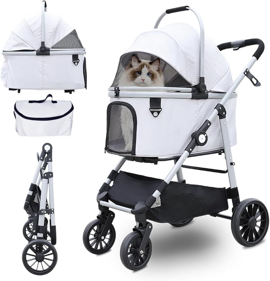 ペットカート 犬カート 折りたたみ 犬用カート 分離型 ４輪 安定性 耐荷重25KG 広いスペース 小型犬 中型犬 多頭 前輪360回転 23.5cm後輪 耐久 軽量 通気 防風 防水 防寒 収納簡