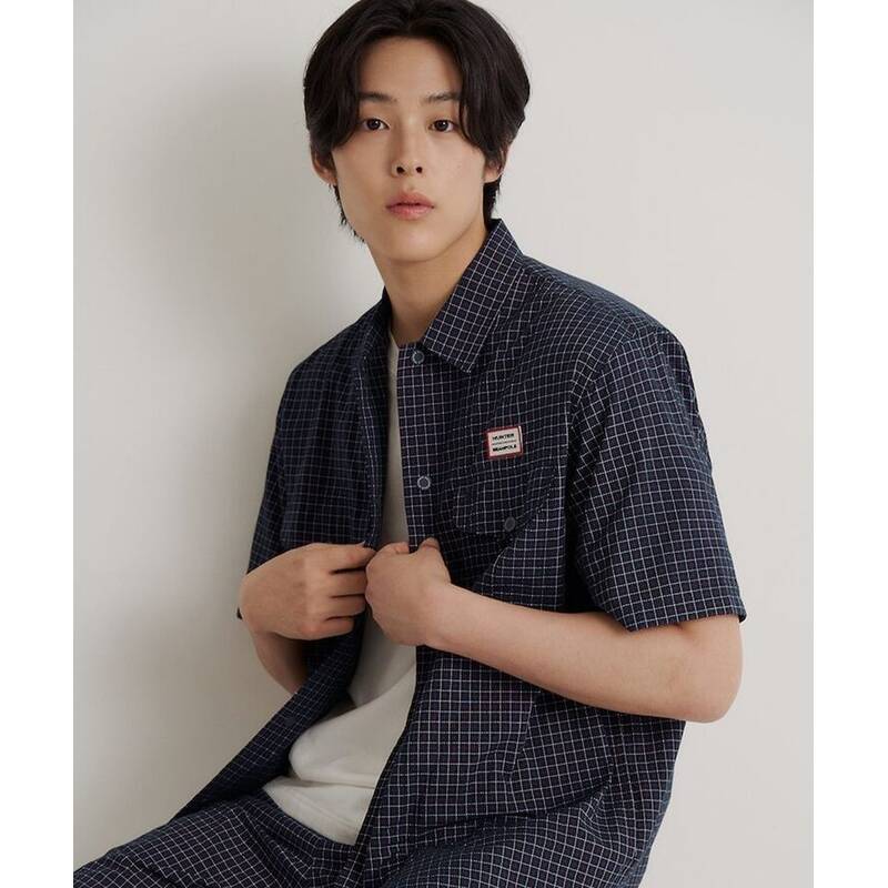 BEANPOLE MEN [HUNTER] 半袖アウトポケットチェックシャツ グリーン BC6665K27M 423039