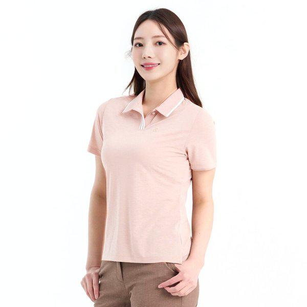 女性シアサッカー 涼しい登山半袖カラーTシャツ 2402TK583W