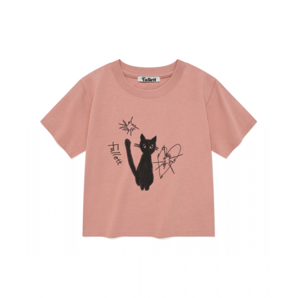 ファレットナイトネロクロップショートスリーブ T シャツピンク