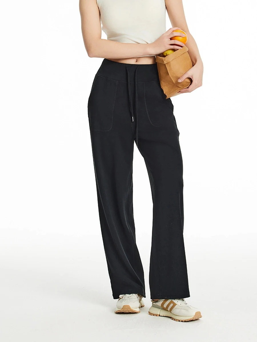 女性スウェットパンツ　春秋新韓国ひんやりボトムス脚長効果ワイドパンツ スラックスパンツ