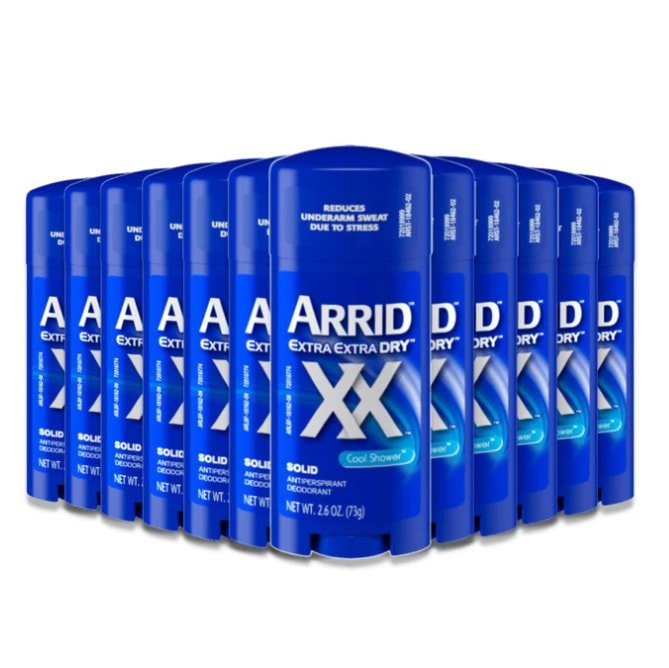 Arrid Extra Dry Solid Antiperspirant Cool Shower , 2.6 oz - 12 Pack