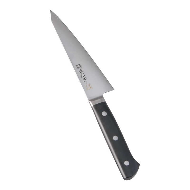 マサヒロ　正広作 MV鋼本焼 骨スキ(角)(片刃)　14806 15cm AMSI501