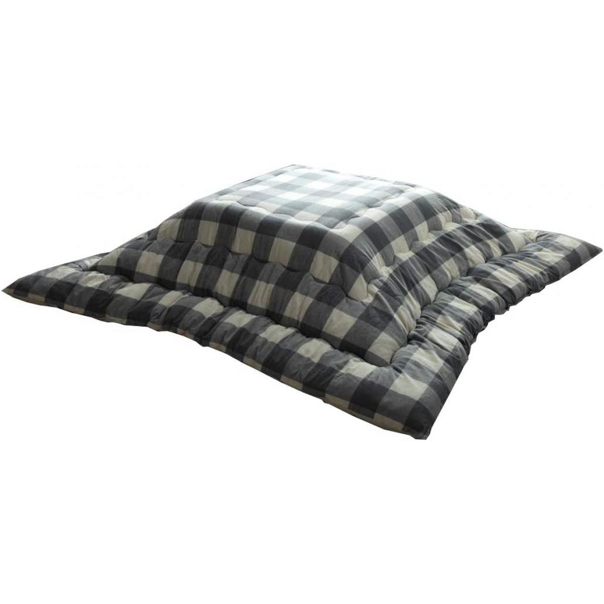 【i】【代引不可】 イケヒコ こたつ布団 長方形 205×285cm オーブ グレー チェック インド綿 #5192059 大判 シンプル【北海道・沖縄・離島不可】cm　裏