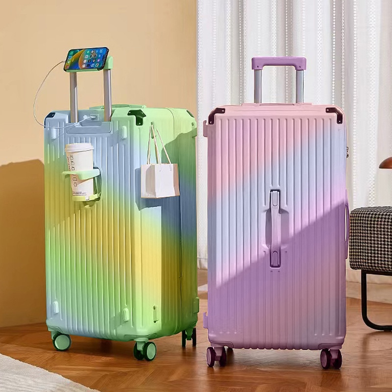 新入荷！抗菌素材スーツケース付き超大容量トロリーケースチェックスーツケース学生パスワードボックス