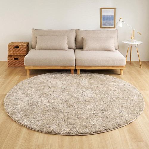 【メーカー直送品】萩原 ミックスシャギーラグ Liva リーヴァ 約130cm 円形 サンドベージュ